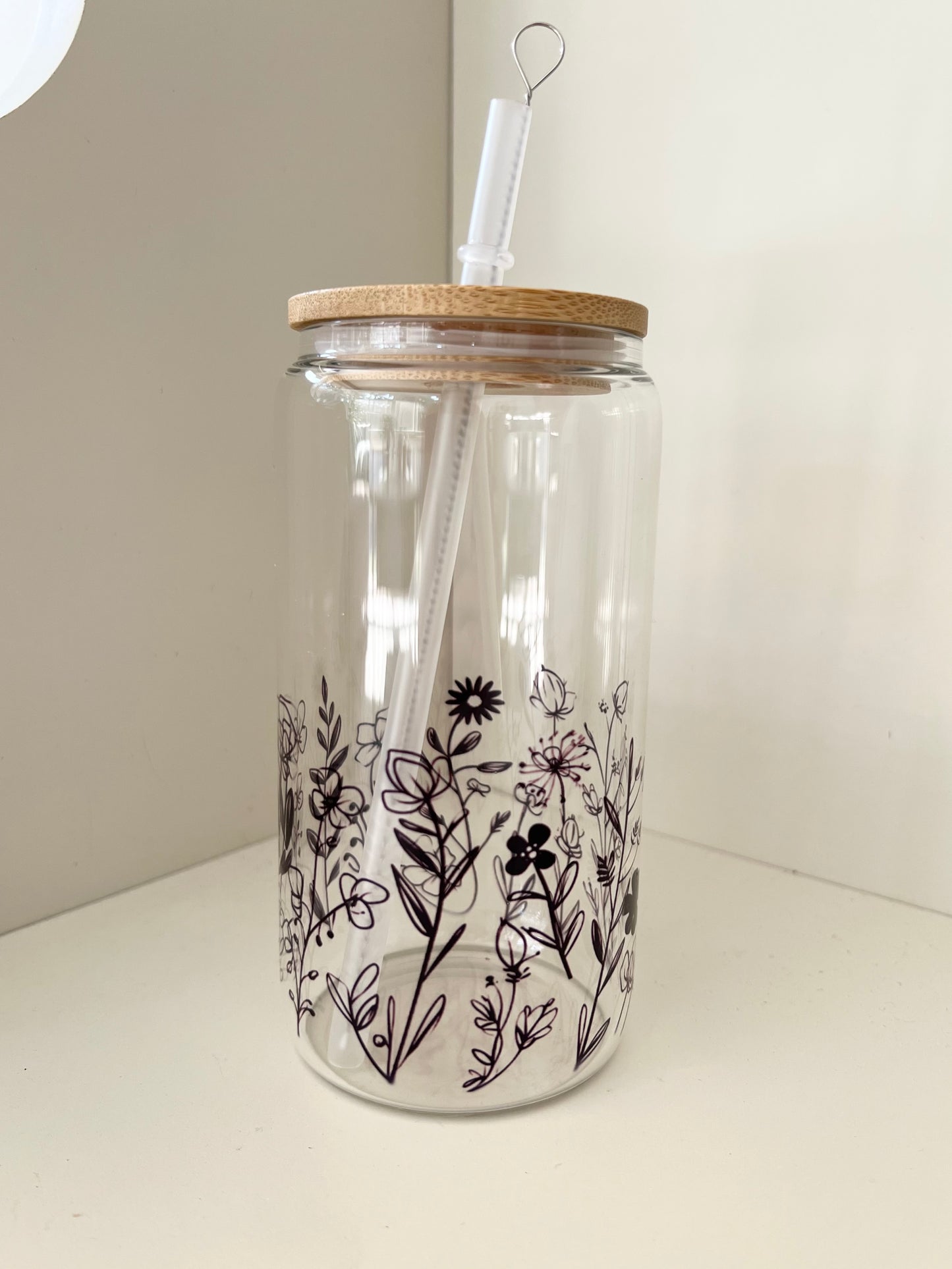 Black Floral glass