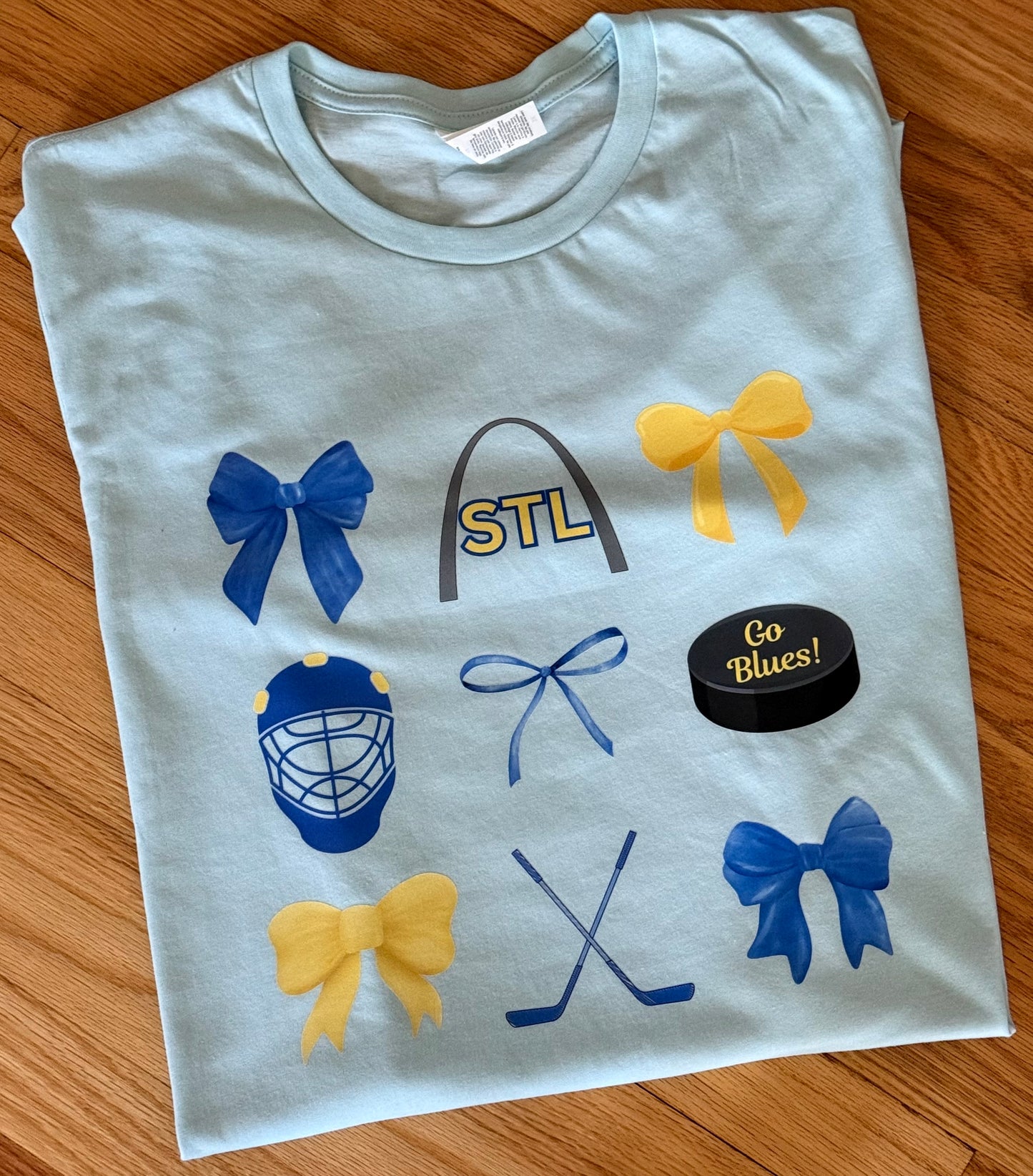 STL Blues/Coquette bow style Tshirt