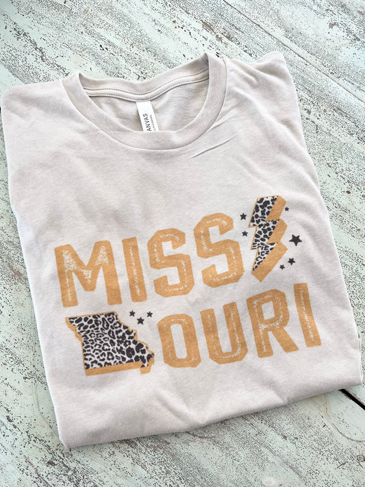 Missouri leopard bolt tshirt