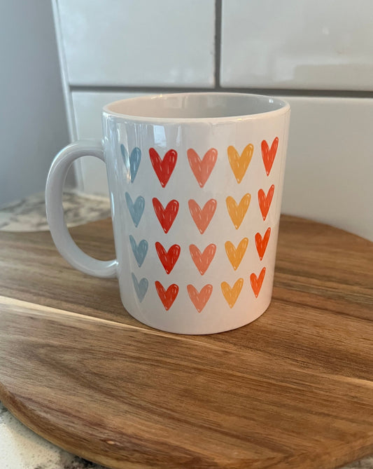Multi-colored hearts Mug